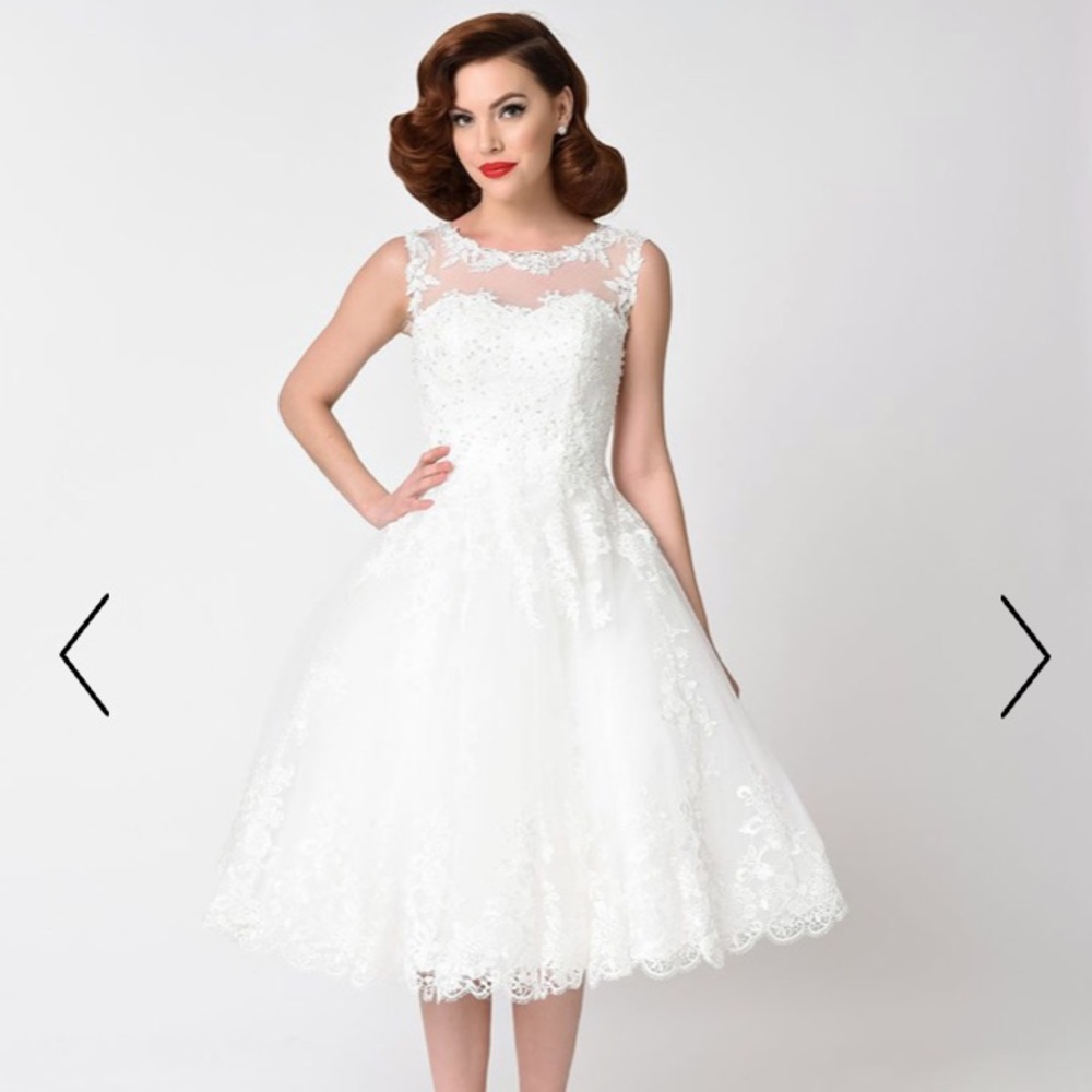 1950s Style Ivory Lace & Tulle Dress